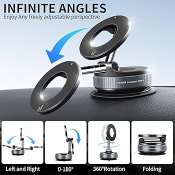 Vacuum Magnetic Suction Cup Phone Mount with 360 Degree Rotation